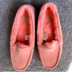 UGG Blush Suede Moccasins Shoes Flat Sherpa Lined